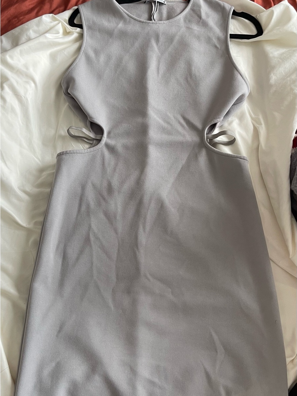Zara Light Gray Cutout Sleeveless Midi Dress
